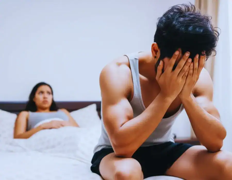 Image of upset man in need of erectile dysfunction treatment Farnham